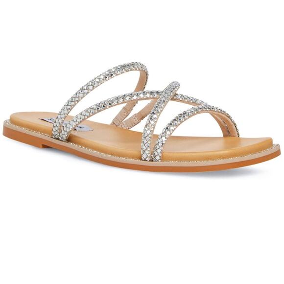 Steve Madden Women's Spice Bling Square‎ Open Toe Slide-On Sandal NWT Size 7 - Picture 1 of 12